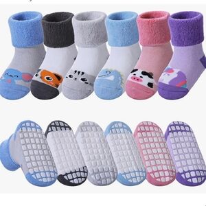 Baby Grips Socks Kids Toddler Girls Boys Non Slip Thermal Socks Cozy Thick
